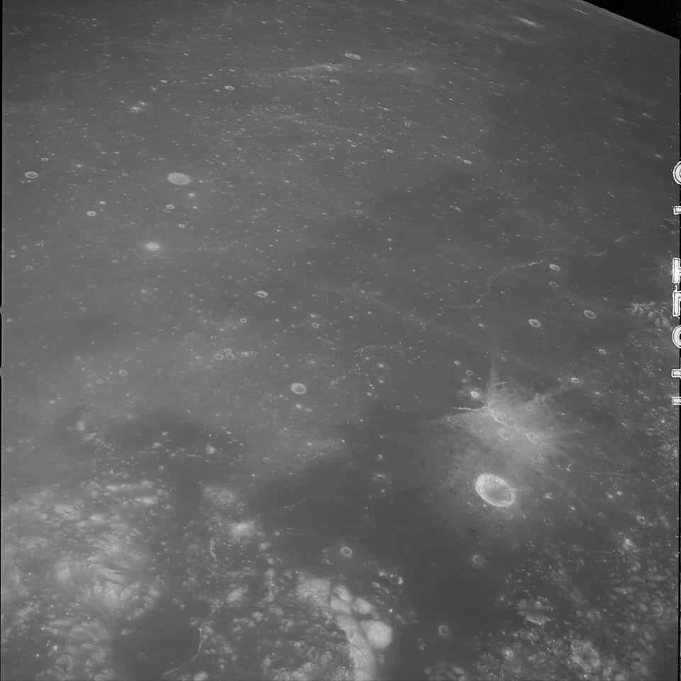 Émile Borel - Apollo 15 70 mm Hasselblad camera, Magazine 94, black &amp; white image from lunar orbit. 80 mm lens.
