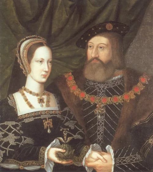 Mary Tudor - Copy of the original of a double portrait celebrating the marriage of Mary Tudor to her brother's closest friend. They wed secretly in 1515, a mere six weeks after her first husband's dea
