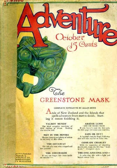 Maurice Leblanc - Cover of Adventure, vol. 8 no. 6 (October 1914).
