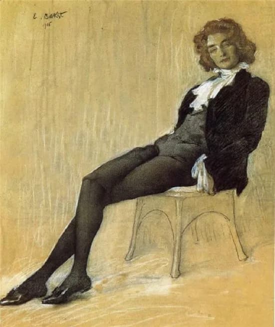 Zinaida Gippius - «Портрет Зинаиды Гиппиус» 1906 Карандаш, мел, бумага на картоне