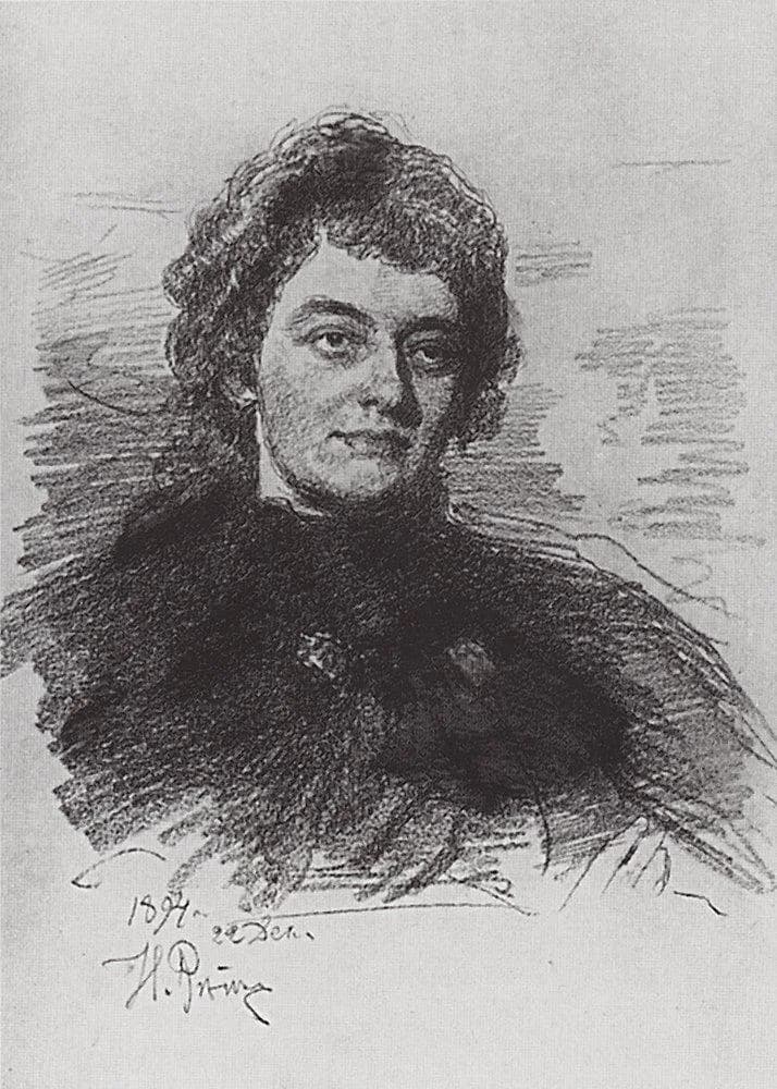 Zinaida Gippius - Portrait of poetess, writer and literary critic Zinaida Nikolayevna Gippius. Pencil on paper. 34 × 24 cm. Isaak Izrailevich Brodsky flat Museum, St. Petersburg.