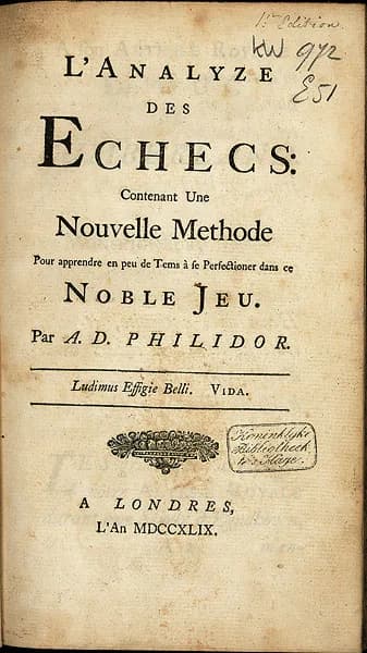 François-André Danican Philidor - L'édition originale de L'Analyse des Échecs (1749) par François-André Danican Philidor‎.