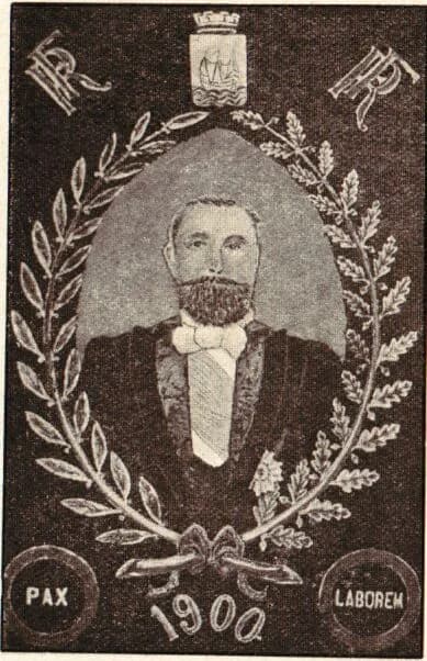 Émile Loubet - The mosaic made of fur shows the President of the French Republic E. Loubet (1900).
Porträt des Präsidenten der franz. Republik Emil Loubet, Fot. Repr. 1/15 nat. Grösse (Größe des Fotop