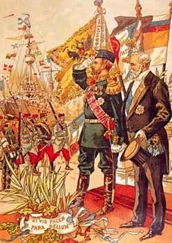 Émile Loubet - A popular design distributed by a firm (Great Stores of Le Bon Marché) during and after the visit Nicolas II to France, to help French people to understand the reason of the visit (l'al