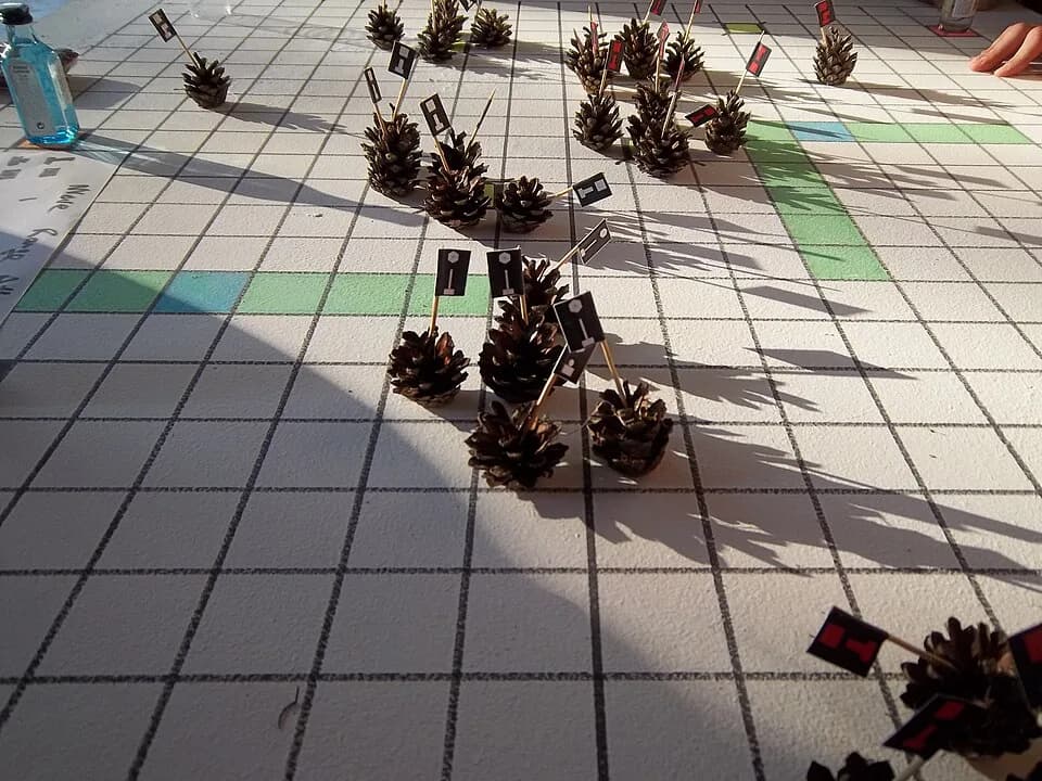 Guy Debord - Guy Debord's Game of War played with pine cones, Alytus Biennial