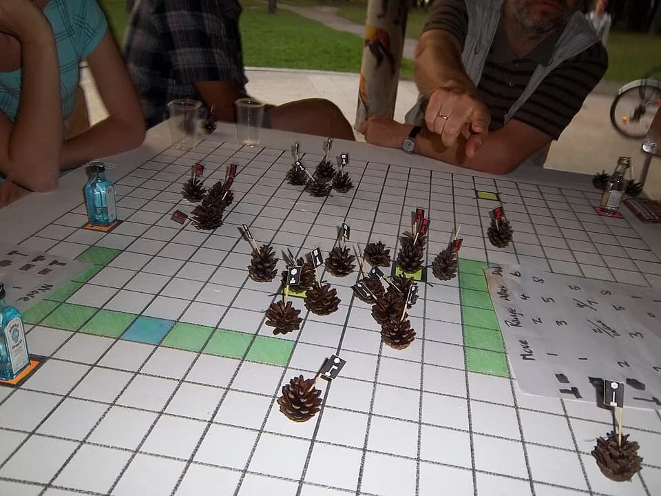 Guy Debord - Guy Debord's Game of War played with pine cones, Alytus Biennial