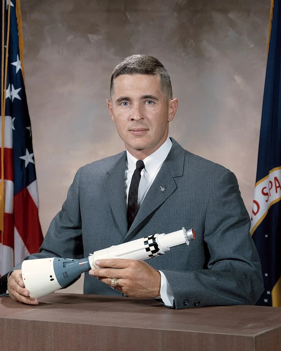 Bill Anders - This is the official NASA portrait of astronaut William Anders. Anders was commissioned in the Air Force after graduation from the Naval Academy and served as a fighter pilot in all-weat