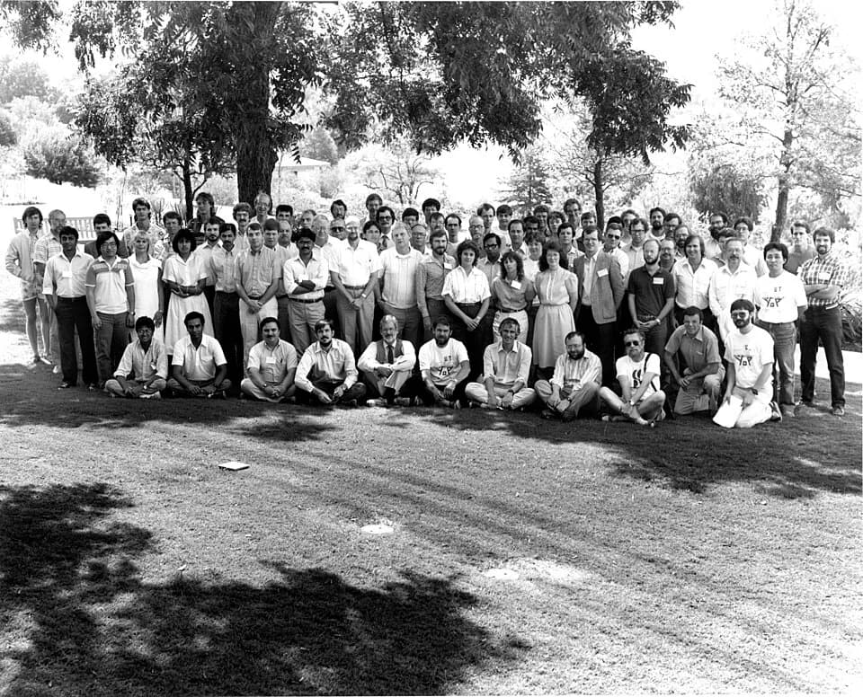 John Backus - Group photo of the attendees of the "Year of Programming" symposium held at the Four Seasons Hotel in downtown Austin, Texas in 1988.  I did not take this photo, but I am in it.  So are 
