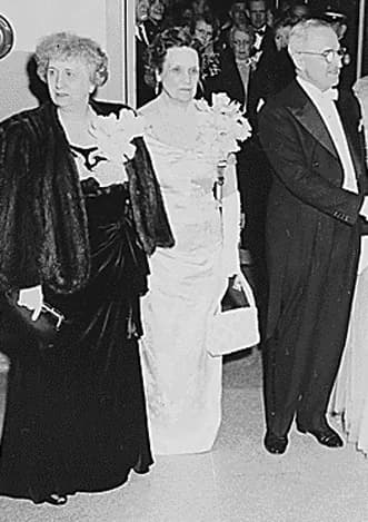 Bess Truman - From left: First Lady Bess Truman, Ambassador Perle Mesta, President Harry S. Truman