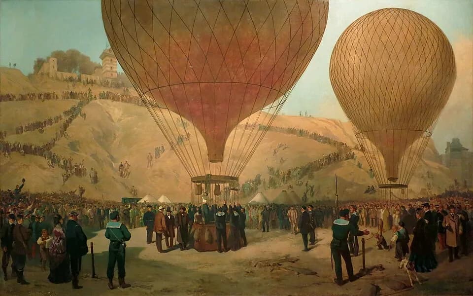 Léon Gambetta - French:  Départ de Gambetta sur le ballon l'"Armand-Barbès" le 7 octobre 1870title QS:P1476,fr:"Départ de Gambetta sur le ballon l'"Armand-Barbès" le 7 octobre 1870"label QS:Lfr,"Dépar