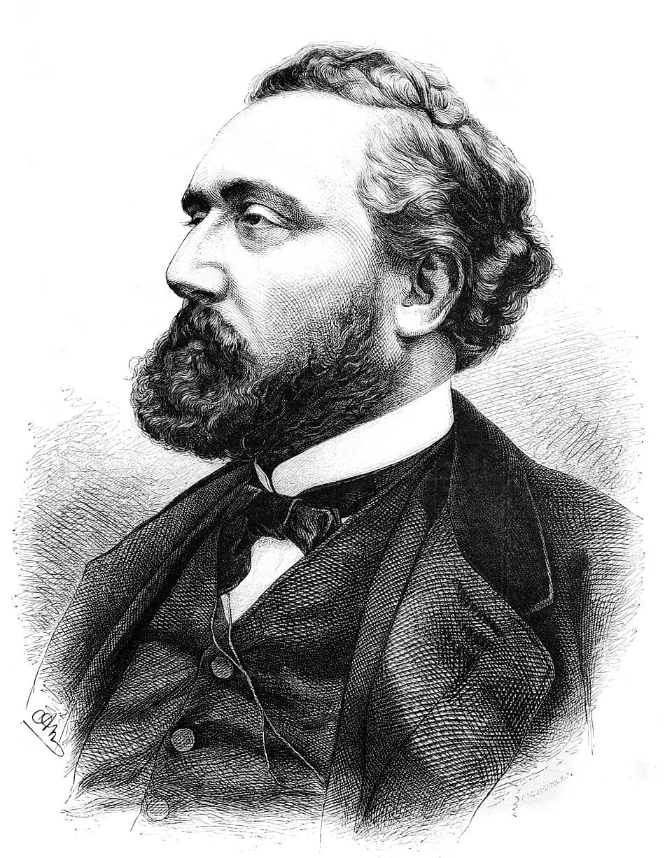 Léon Gambetta - caption: "Leon Gambetta.Nach einer Photographie auf Holz gezeichnet von Adolf Neumann."