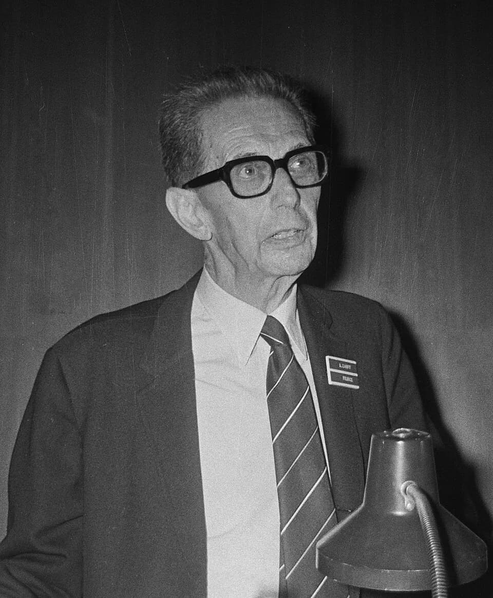 André Lwoff - Internationaal congres over het ontstaan van kanker in de RAI te Amsterdam. Nobelprijswinnaar prof. dr. A. Lwoff
