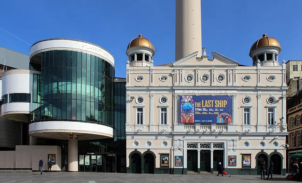 Rex Harrison - Front elevation of the Grade II* listed Playhouse Theatre, Williamson Square, Liverpool, dating to 1868. Internal alterations in 1912 and extended to left in modern style c. 1967.