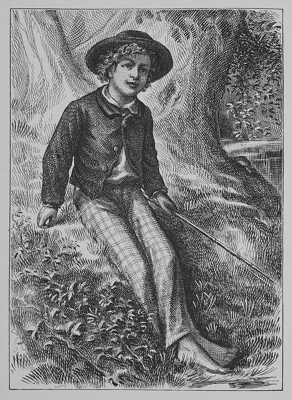 A. S. Byatt - Frontispiece from The Adventures of Tom Sawyer by Mark Twain (1st ed., 1876): [Tom Sawyer fishing]