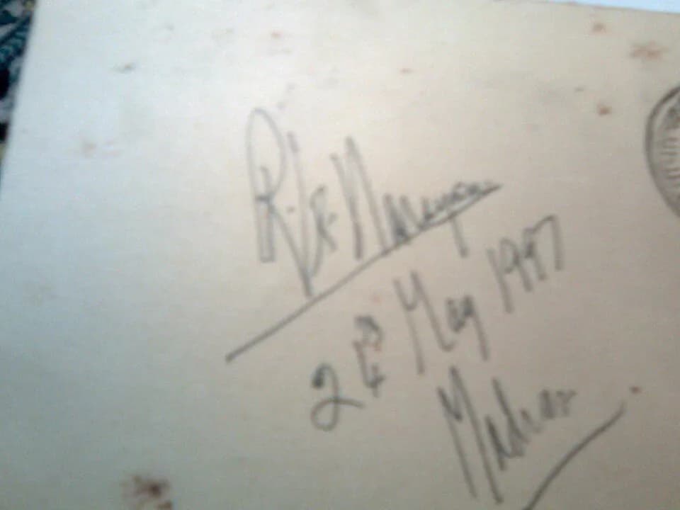 R. K. Narayan - Autograph of R K Narayan