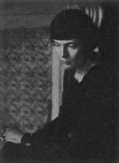 Richard Aldington - Photographic portrait of American writer Hilda "H.D." Doolittle (1886–1961), taken by Man Ray circa 1917. From Tendencies in Modern American Poetry by Amy Lowell. New York: The Mac