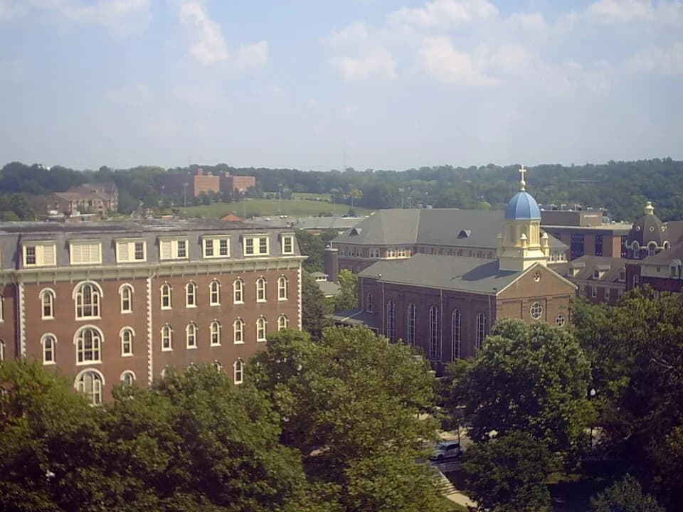 Charles J. Pedersen - Photograph taken from Roesch Library of St. Mary's Hall and the Immaculate Conception Chapel at the University of Dayton.