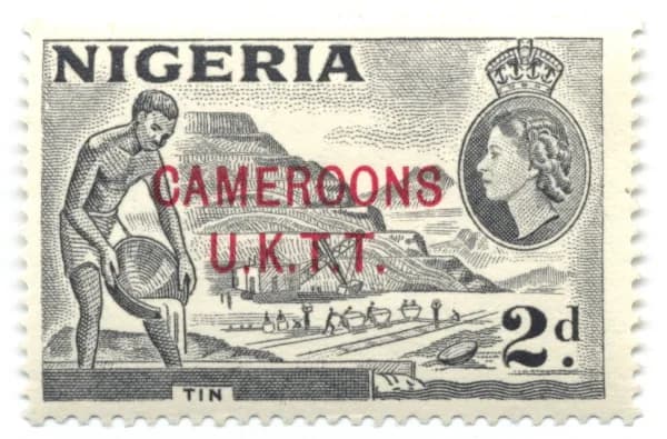 Nnamdi Azikiwe - A Cameroons U.K.T.T. overprint on a 2d Nigerian stamp of 1953.
