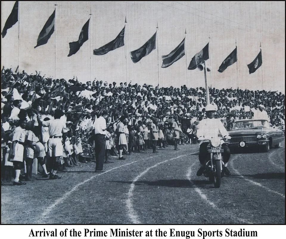 Nnamdi Azikiwe - Arrival of Tafawa Balewa the Prime Minister at the Enugu Sports Stadium