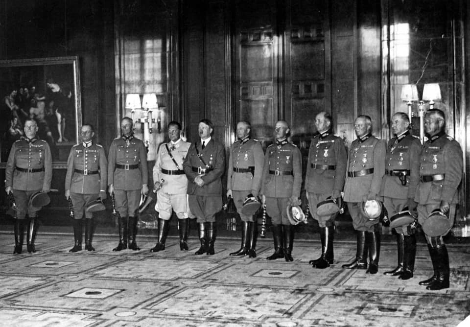 Wilhelm Ritter von Leeb - 1940 Field Marshal Ceremony when army and Luftwaffe generals were promoted to field marshals.  From left to right: Wilhelm Keitel, Gerd von Rundstedt, Fedor von Bock, Hermann