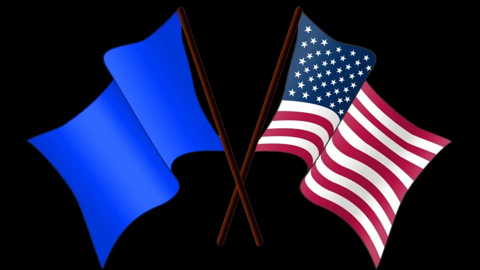 John Rawls - Modern liberalism/social liberalism flag with American flag waving (no background)