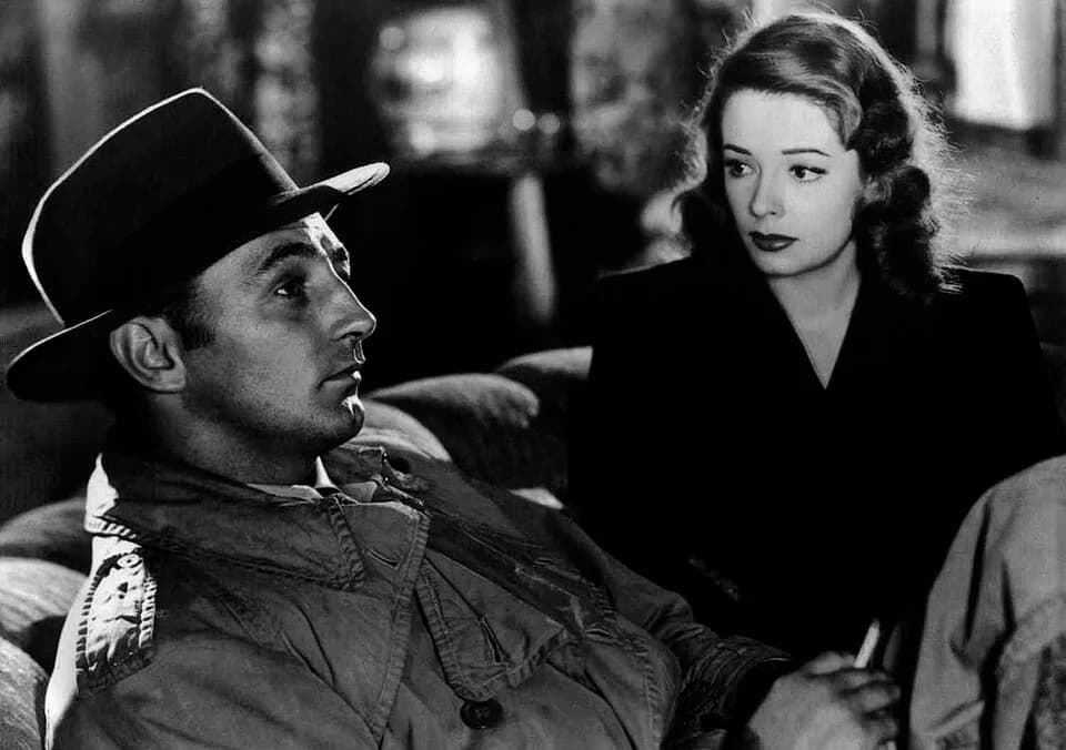 Robert Mitchum - Low-resolution reproduction of publicity photograph for the film en:Out of the Past (1947), featuring stars en:Robert Mitchum and en:Jane Greer
Public domain explanation

The image wa