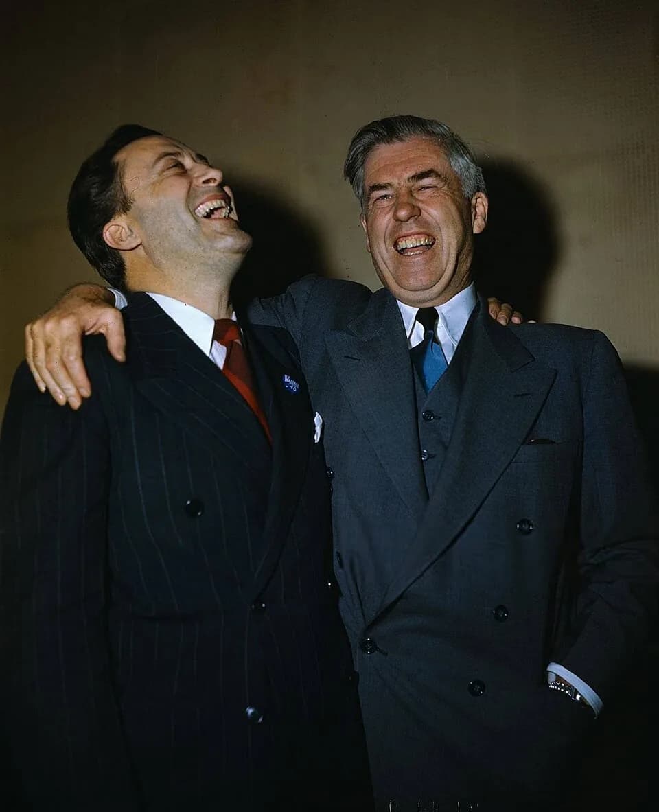 Henry A. Wallace - Henry Wallace and Glen Taylor Laughing and Embracing