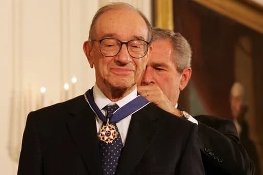 Alan Greenspan - Former Chairman of the Federal Reserve Alan Greenspan, receiving a Presidential Medal of Freedom in 2005
