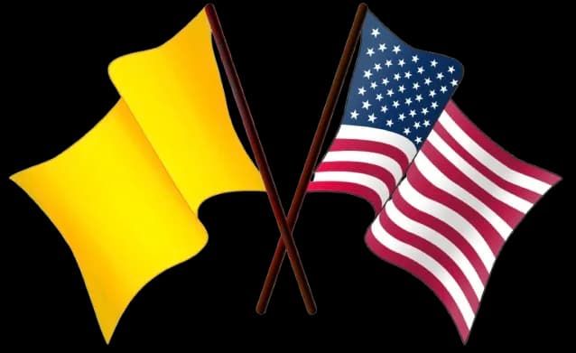 Robert Nozick - Gold flag waving with American Flag (associated with American Libertarianism)
