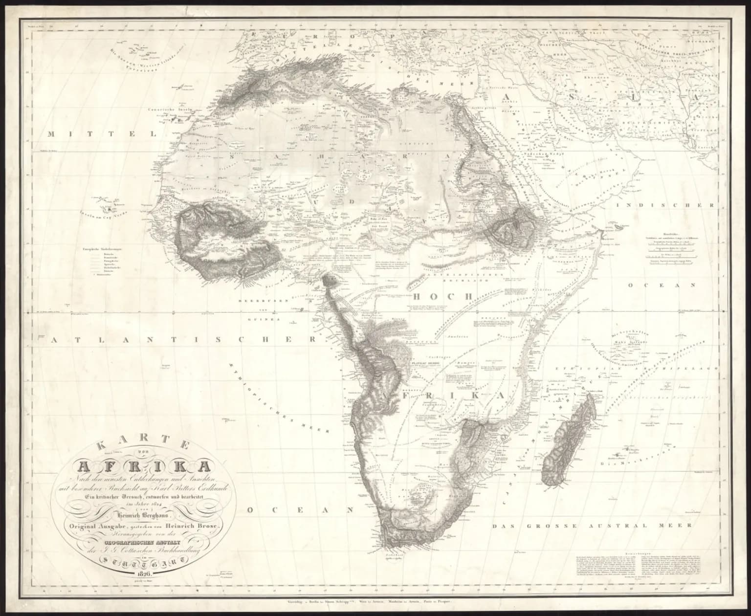 Karl Mannheim - Karte von Afrika nach den neuesten Entdeckungen... bearbeitet im Jahre 1824 / von Heinrich Berghaus