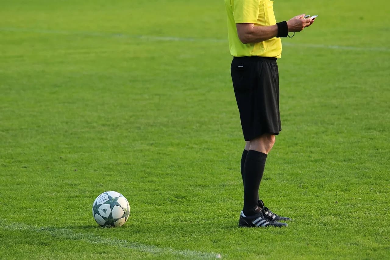Teiichi Matsumaru — soccer, ball, referee, sports, football, soccer ball, field, playing field, referee, referee, referee, referee, referee