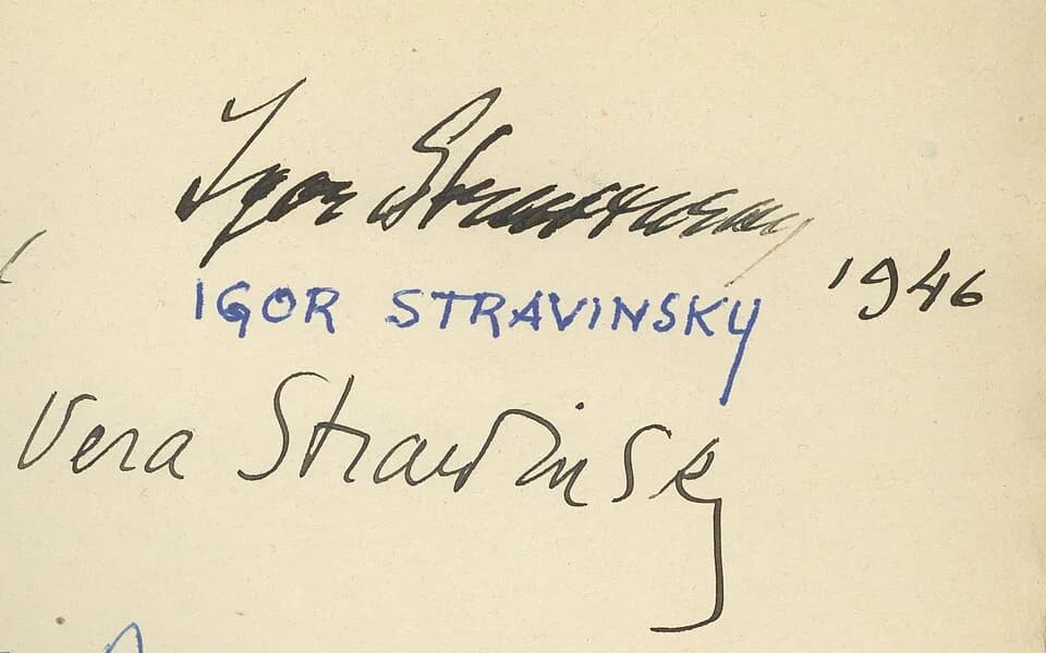 Igor Stravinsky - Igor and Vera (Vera de Bosset) Stravinsky's signatures