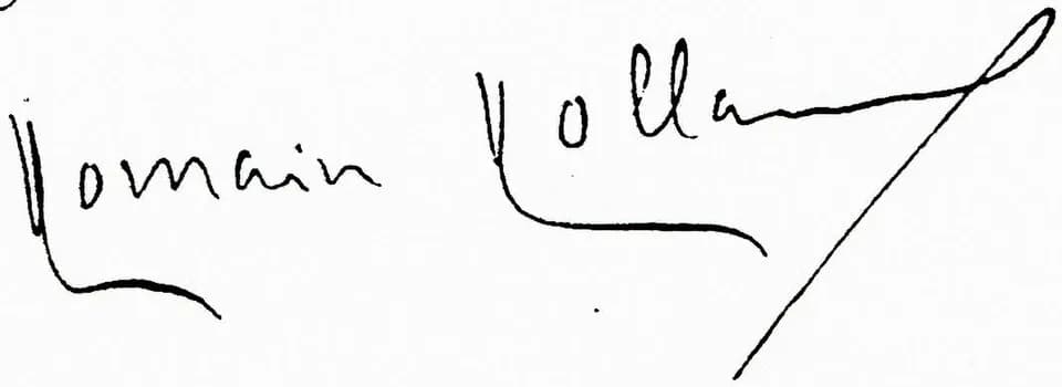 Romain Rolland - Signature de l'écrivain français Romain Rolland. Scan d'après correspondance.
Cette image ou le texte qui y est représenté est seulement composé de formes géométriques simples et de t
