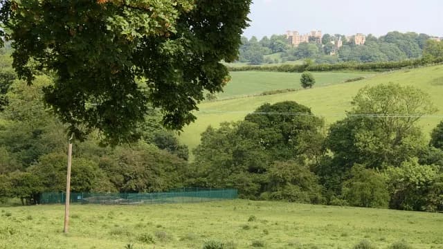 D. H. Lawrence - Astwith Dumbles. This photograph shows Astwith Dumbles¹ and was taken from a gate by a 595625 in Astwith leading toward Hardstoft.
In front of the Astwith Dumbles is a Sewage Works an