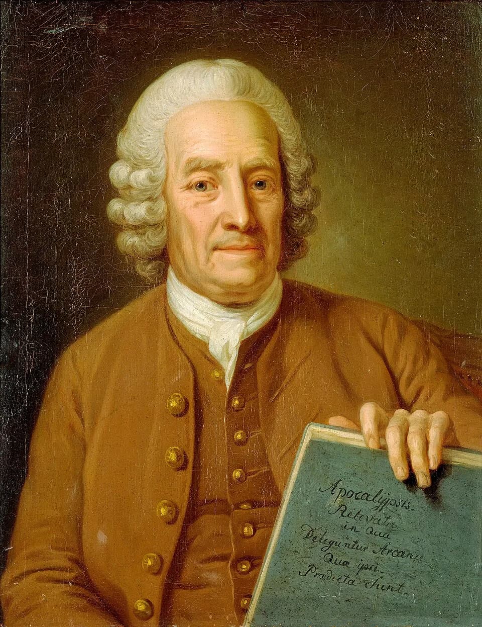 Emmanuel Swedenborg - Swedenborg at the age of 75, holding the soon to be published manuscript of Apocalypsis Revelata (1766)