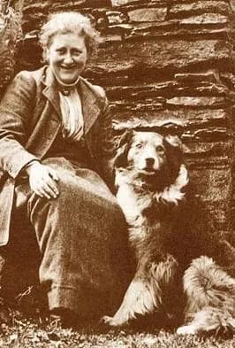 Beatrix Potter - Photo of British writer and illustrator, Beatrix Potter and her dog Kep, 1913