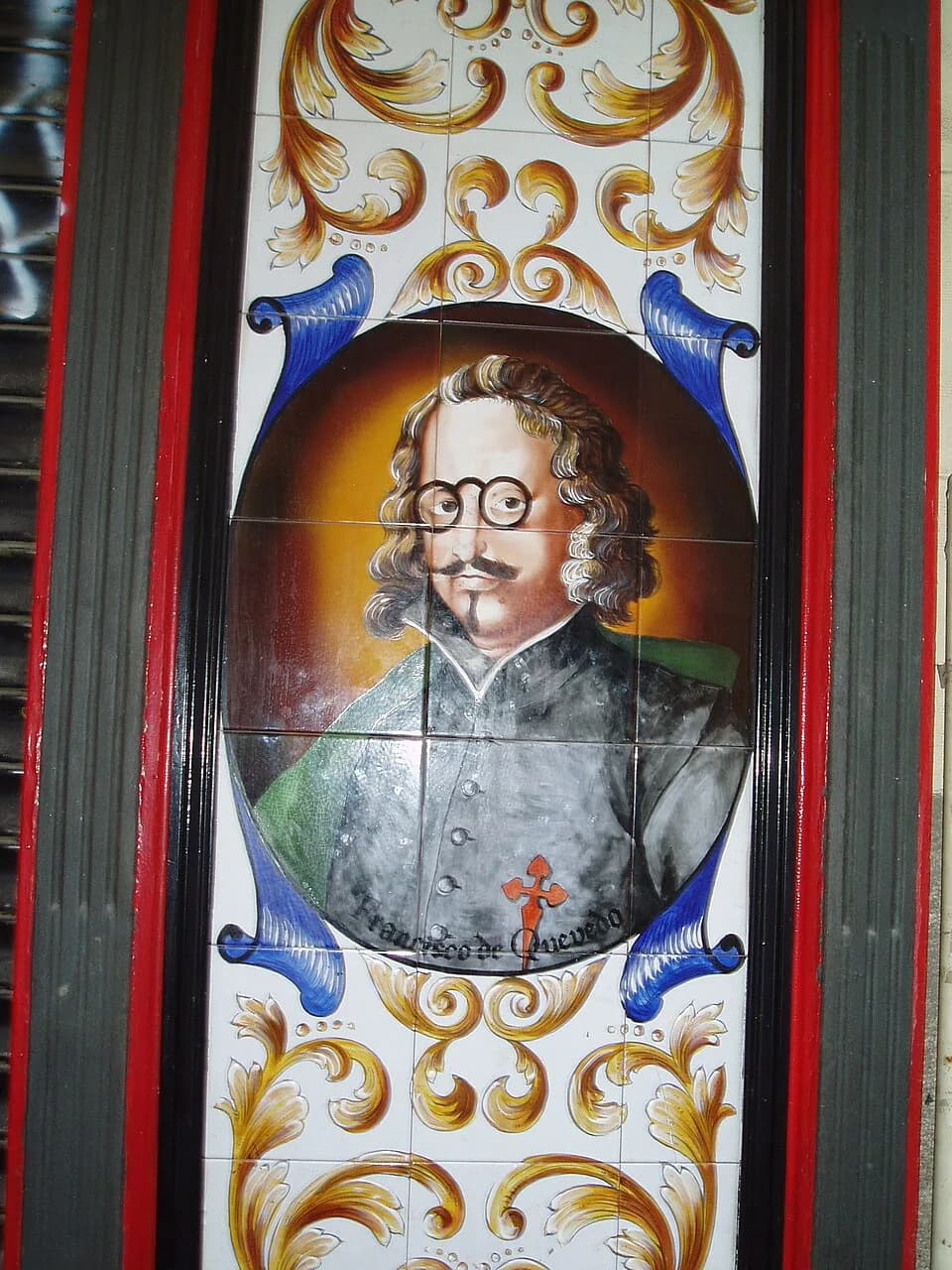 Francisco Quevedo - Retrato de Quevedo en unos azulejos de un bar del centro de Madrid, no lejos de la casa de Lope de Vega.