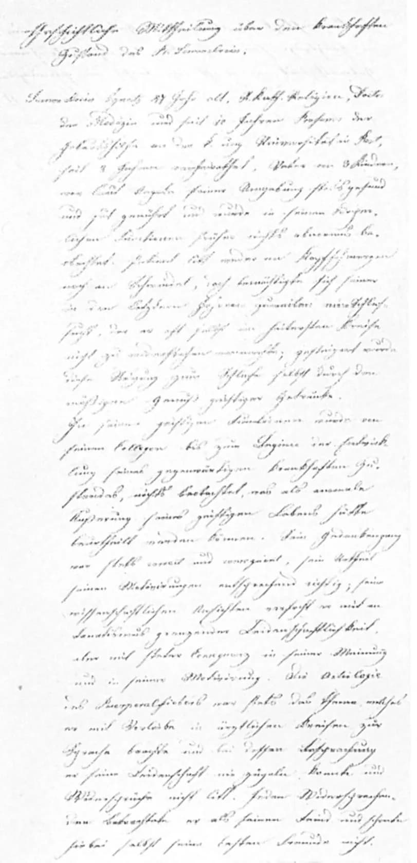 Ignaz Semmelweis - Semmelweis' medical examination report by János Bókai used for hospital admission.