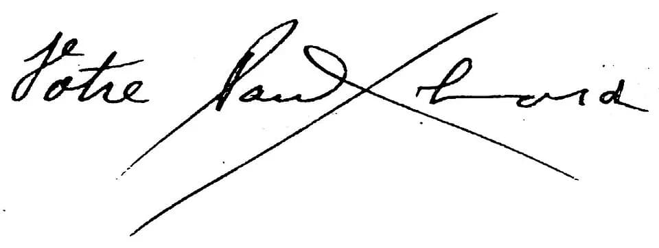Paul Éluard - Signature du poète français Paul Eluard. Scan d'après correspondance.
Cette image ou le texte qui y est représenté est seulement composé de formes géométriques simples et de texte. Elle