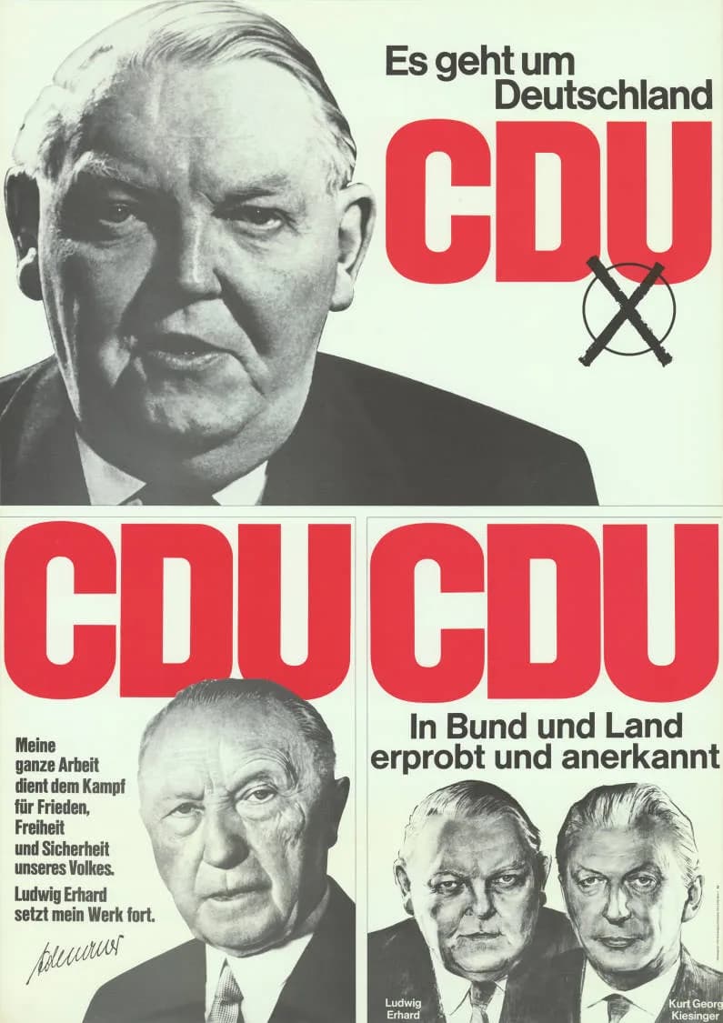 Kurt Georg Kiesinger - Kommentar:Reproduktion von 3 einzelnen Kandidatenplakaten in einem, vgl. Plakat-Nr. 10-001-1111, -1120, -1169 Plakatart:Kandidaten-/Personenplakat mit PorträtAuftraggeber:CDU-Bu