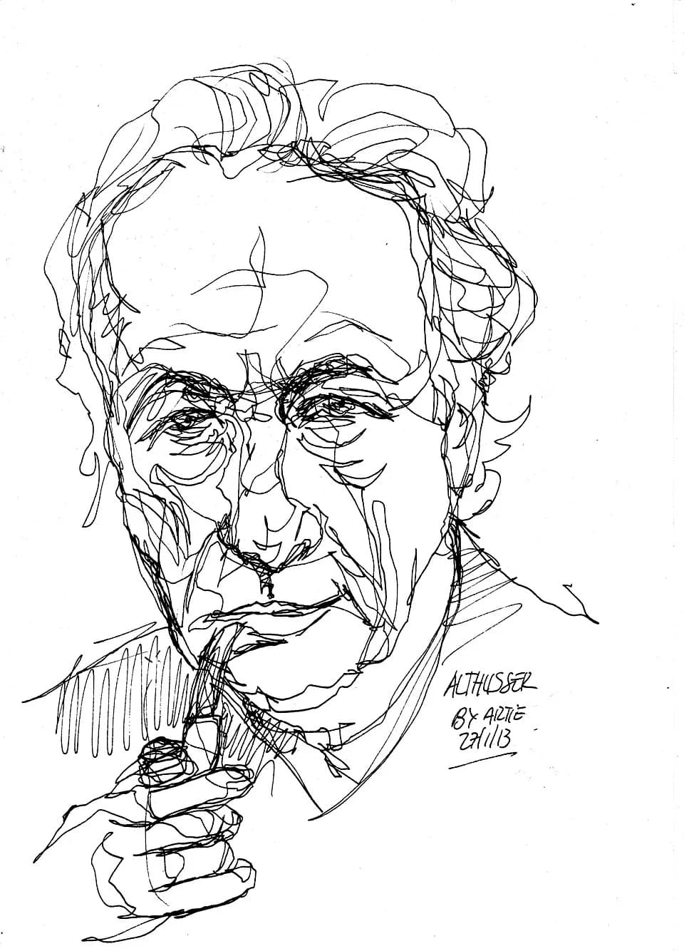 Louis Althusser - Pen on canson.
