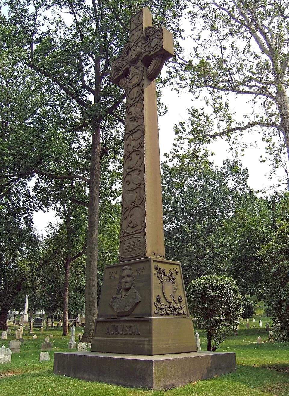 John James Audubon - This monument to John James Audubon (1785-1851) can be found in Trinity Cemetery (North) near 155th Street and Broadway, New York City, on land he donated himself. His remains are