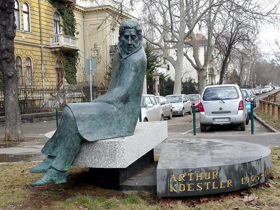 Arthur Koestler - Statue of Arthur Koestler (1905-1983) Hungarian-born writer, journalist and polymath. The life-size bronze statue sculpted by Imre Varga was unveiled on October 20, 2009. (Budapest,