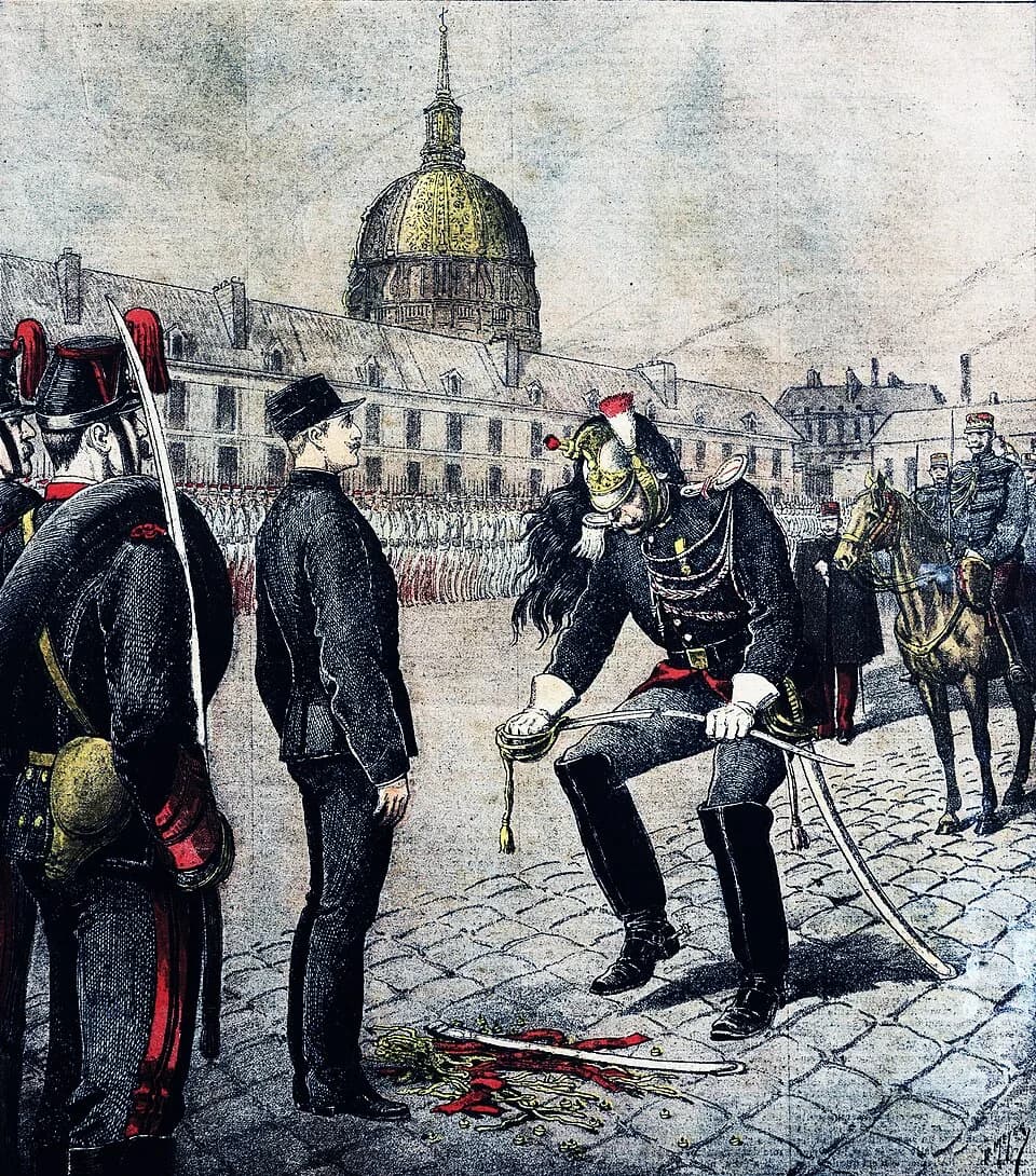 Alfred Dreyfus - "The traitor: Degradation of Alfred Dreyfus, degradation in the Morland Court of the military school in Paris"