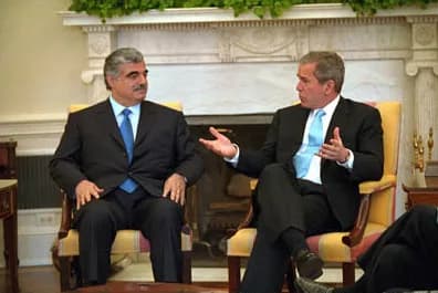 Rafiq Hariri - President George W. Bush and Rafik Hariri meeting in the White House.