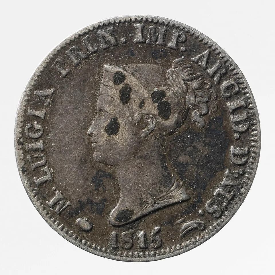Marie Louise, Duchess of Parma - Auteur(s):
Anonyme, graveur en médailles - Médailleur
Date de production:
En 1813
Type(s) d'objet(s):
Numismatique
Dénomination(s):
Monnaie
Lieu(x) d'exécuti