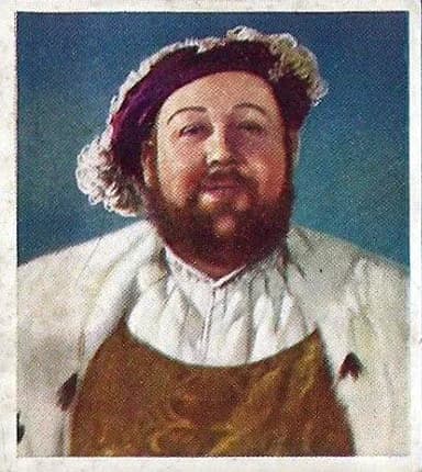 Charles Laughton - Charles Laughton as Henry VIII on film, cigarette card.