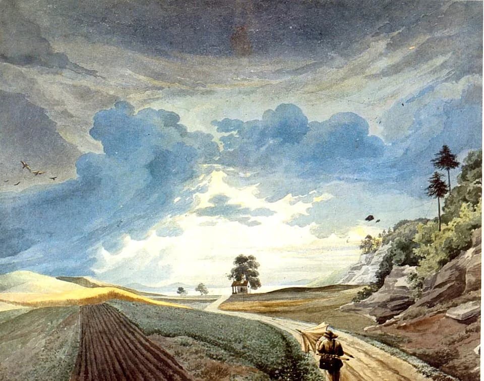 Gottfried Keller - Landscape with Approaching Thunderstormlabel QS:Len,"Landscape with Approaching Thunderstorm"label QS:Lde,"Landschaft mit Gewitterstimmung"