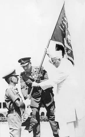 V. V. Giri - President's Colours of 9th Bn. Madras Regt presenting by President Varahagiri Venkata Giri 1970