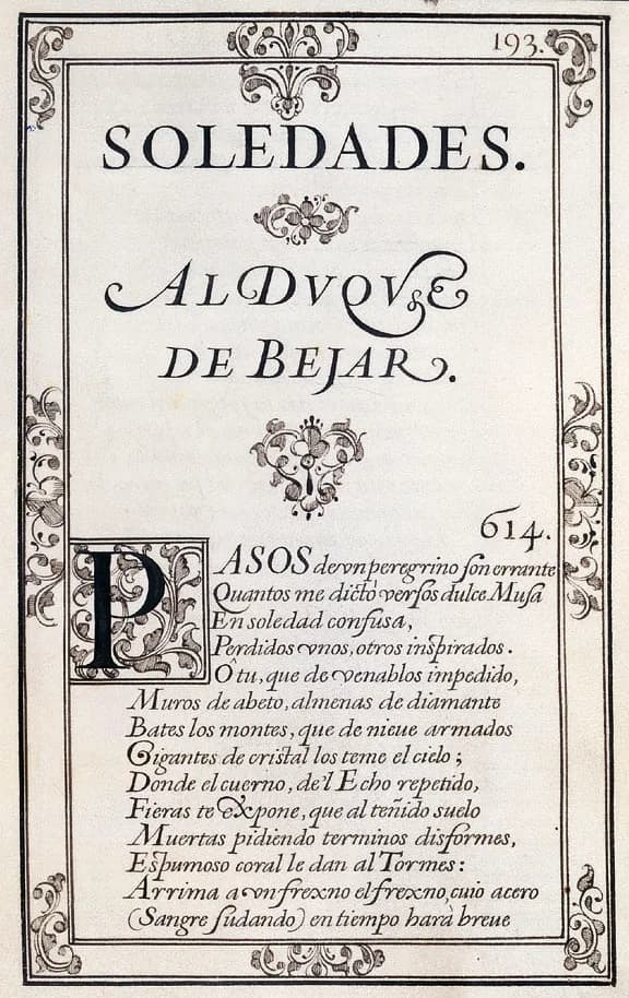 Luis de Góngora - Página inicial de las Soledades en el Manuscrito Chacón de las obras de Luis de Góngora (l. I, pág. 193)